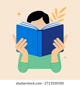 Leer un libro estudiando Ilustración vectorial