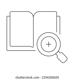 Reading a book through a magnifying glass vector illustration on white background