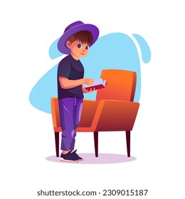 Reading book vector happy international children's Day illustration 