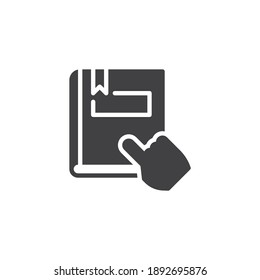 Icono de vector de libro de lectura. signo plano relleno para concepto móvil y diseño web. ebook leyendo icono de glifo. Símbolo, ilustración del logotipo. Gráficos vectoriales