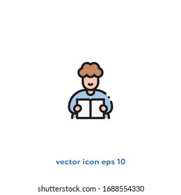 "Reading book" vector icon illustration. Ui/Ux. Premium quality.