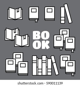 Reading book vector icons set. Book vector