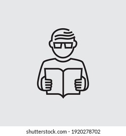 Icono de la línea del vector del libro de lectura