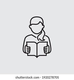 Reading Book Vector Line Icon