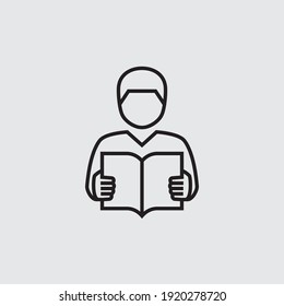 Reading Book Vector Line Icon