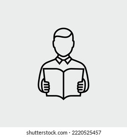 Reading Book Vector Line Icon
