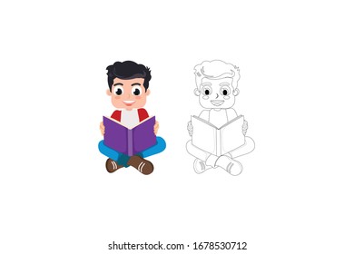 Reading A Book Vector Object Illustration