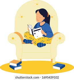 
Bücherlesen. Die beste Freizeit. Vektorillustration.