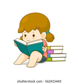 Reading books cartoon set 2