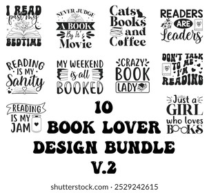 
Reading books design bundle, Typography t shirt designs