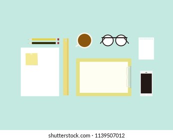 Reading books desktop, set of flat icons