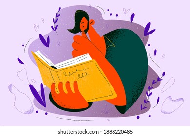 Reading Books Education Hobby Concept Young Stock Vector (Royalty Free ...