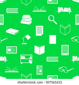reading books theme set of icons seamless pattern eps10