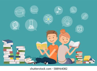 Reading books together.self-learning. 