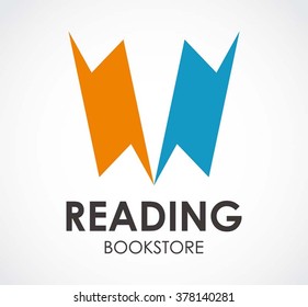 Reading bookstore of education abstract vector and logo design or template library business icon of company identity symbol concept