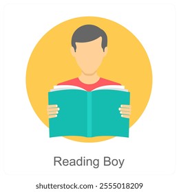 Reading Boy and study icon concept
