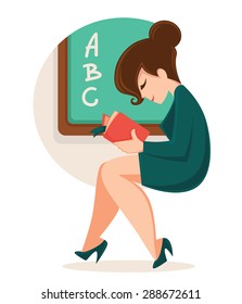 reading cartoon teacher, vector illustration