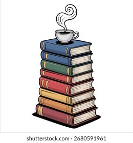 Concepto de celebración de lectura a través de Arte vectorial de diseño de libro apilado aislado sobre fondo blanco