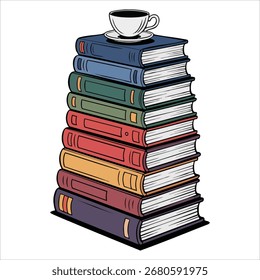 reading celebration concept through stacked book design vector art isolated on white background