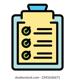 Reading clipboard icon outline vector. Child study. Student kid color flat