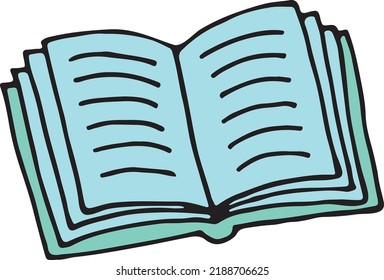 Reading color icon. Book doodle with open pages