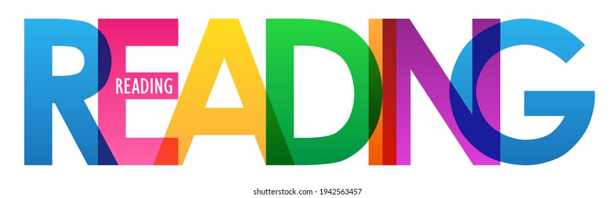 READING colorful vector typography banner isolated on white background