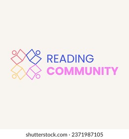 Reading community simple line vector logo