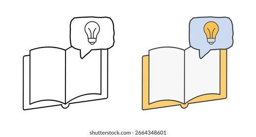 Reading Comprehension Assistant icon — book with speech bubble and light bulb to help learners improve understanding and critical thinking.