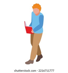 Icono de concentración de lectura vector isométrico. Enfocar el cerebro. Relajación personal