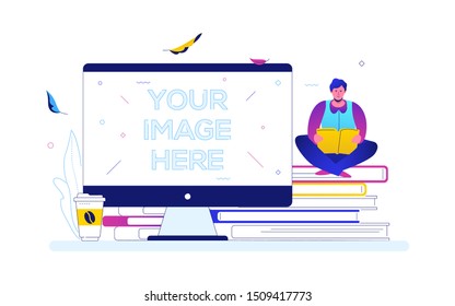 Reading concept - flat design style colorful illustration