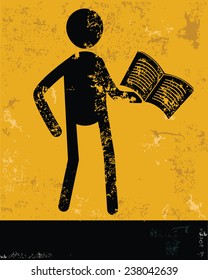 Reading concept,human resource design on yellow background,grunge vector
