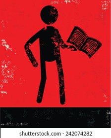 Reading concept,human resource design on red background,grunge vector