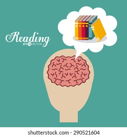 Reading design over blue background, vector illustration