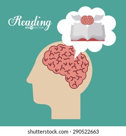 Reading design over blue background, vector illustration