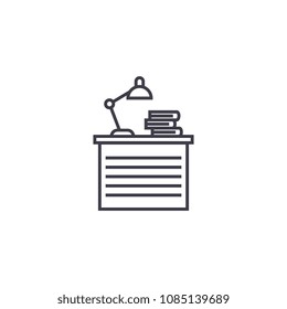 reading desk vector line icon, sign, illustration on background, editable strokes