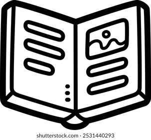 Icono e ilustración de Vector doodle de lectura