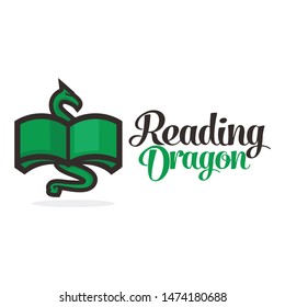 reading dragon simple logo design template