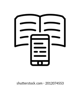 Reading E book icon, Line Vector graphics