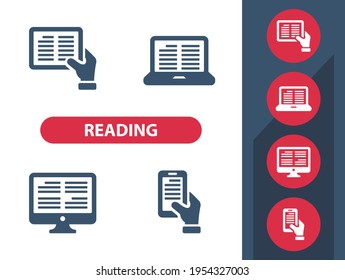 Reading, Education, Learning Icons. Professional, pixel perfect icons. EPS 10 format.