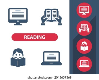 Reading, Education, Learning Icons. Professional, pixel perfect icons. EPS 10 format.