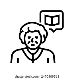 reading elderly leisure line icon vector. reading elderly leisure sign. isolated contour symbol black illustration