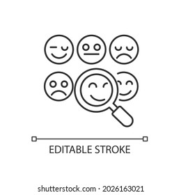 Reading emotions linear icon. Face-to-face communication. Non-verbal cues. Emotional display. Thin line customizable illustration. Contour symbol. Vector isolated outline drawing. Editable stroke