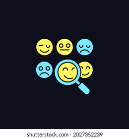 Reading emotions RGB color icon for dark theme. Face-to-face communication. Analyzing facial expressions. Isolated vector illustration on night mode background. Simple filled line drawing on black