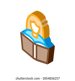 reading girl icon vector. isometric reading girl sign. color isolated symbol illustration