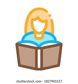 reading girl icon vector. reading girl sign. color symbol illustration