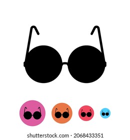 Icono negro de lentes de lectura con lentes redondas. Elemento para un sitio web para ciegos y discapacitados visuales. Clipart vectorial aislado e ilustración sobre fondo blanco. Plantilla modificable.
