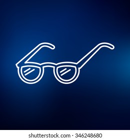 Reading glasses icon. Spectacles sign. Prescription eye glasses symbol. Thin line icon on blue background. Vector illustration.