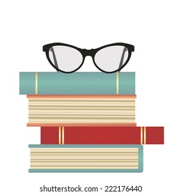 Reading glasses on the books.