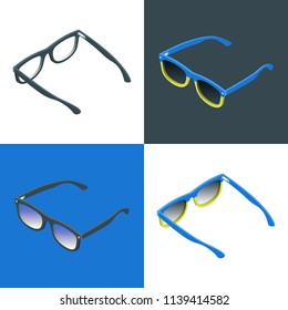 Reading glasses and sunglasses. Highly detailed vector illustration of isometric objects