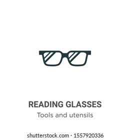 Reading glasses vector icon on white background. Flat vector reading glasses icon symbol sign from modern tools and utensils collection for mobile concept and web apps design.